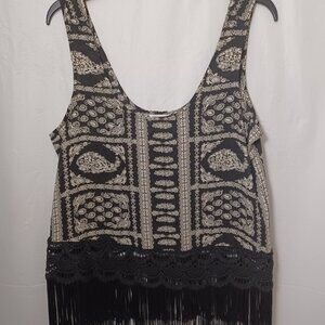 FOREVER 21 SLEEVELESS BOHO HIPPIE FRINGE TOP